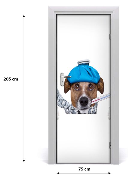 Adesivo per porta Cane malato 75x205 cm