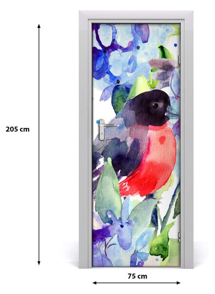 Adesivo per porta Uccelli e fiori 75x205 cm