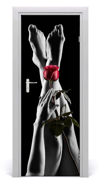 Adesivo per porta interna Rosa e piedi 75x205 cm