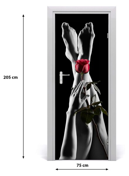 Adesivo per porta interna Rosa e piedi 75x205 cm