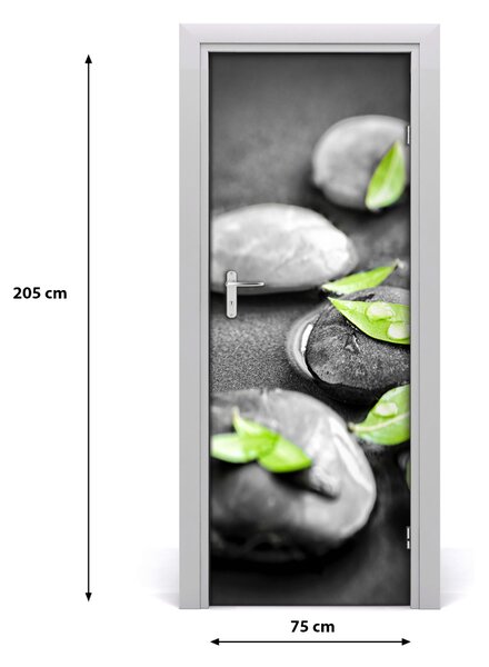 Adesivo per porta Foglie di pietre Zen 75x205 cm