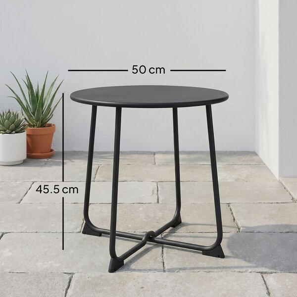 Outsunny Tavolino da Caffè da Esterno Rotondo 50 cm, Tavolo in Metallo con Base a X e Piedini Antiscivolo, Nero | Aosom Italy