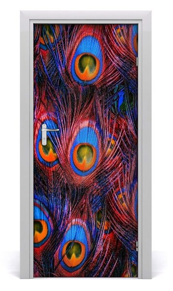 Adesivo per porta Piume di pavone 75x205 cm