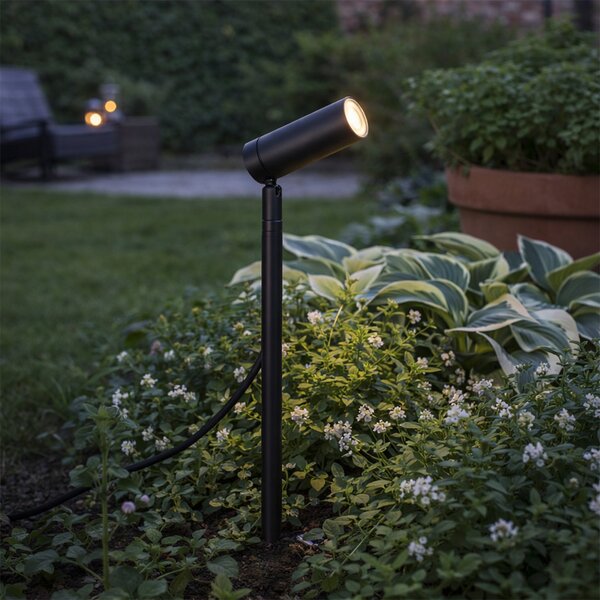 Faretto a picchetto nero 40cm incl. LED regolabile IP65 incl. cavo e spina - Carl