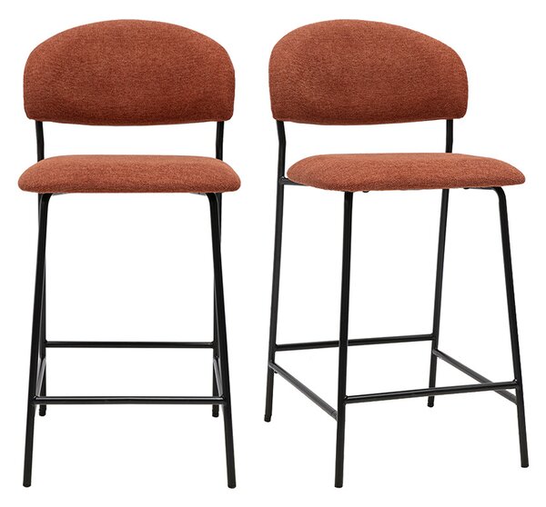 Sgabelli da bar in tessuto effetto velluto testurizzato terra bruciata H64 cm (lotto di 2) BENTA