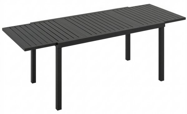 Outsunny Tavolo da giardino allungabile per 6-8 persone, alluminio con piano a doghe, nero | Aosom Italy