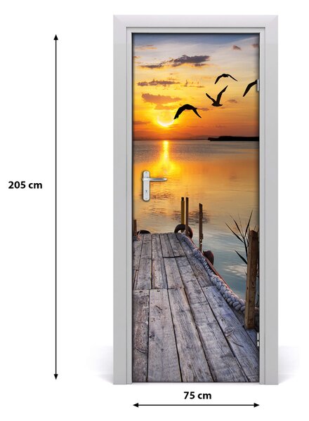 Adesivo per porta interna Molo di legno 75x205 cm