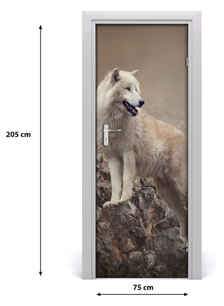 Adesivo per porta Lupo sulla roccia 75x205 cm