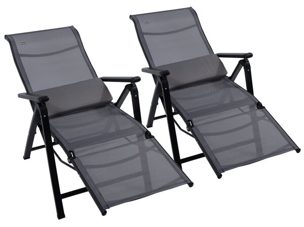 Outsunny Sdraio Pieghevole su 9 Livelli da Giardino con Schienale Regolabile, Zero Gravity Set 2 Pezzi , 65x70x111cm, Grigio | Aosom Italy