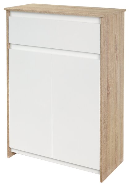 Kleankin Mobiletto da Bagno con Armadietto e Cassetto, Mobile Multiuso Salvaspazio, 60x30x90cm, Color Legno e Bianco | Aosom Italy