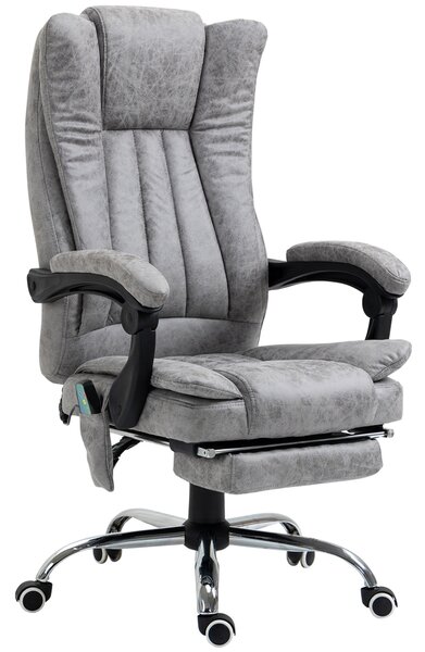 Vinsetto Poltrona da Ufficio Massaggiante Riscaldante, Altezza Regolabili, Poggiapiedi Retrattile, 62x67x113-120cm, Grigio Aosom Sedie Ufficio|Aosom