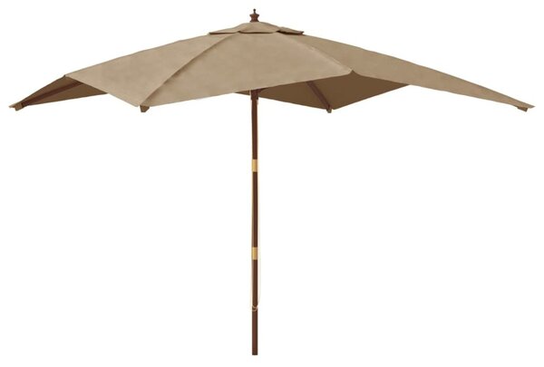 Ombrellone da Giardino con Palo in Legno Tortora 300x300x273 cm