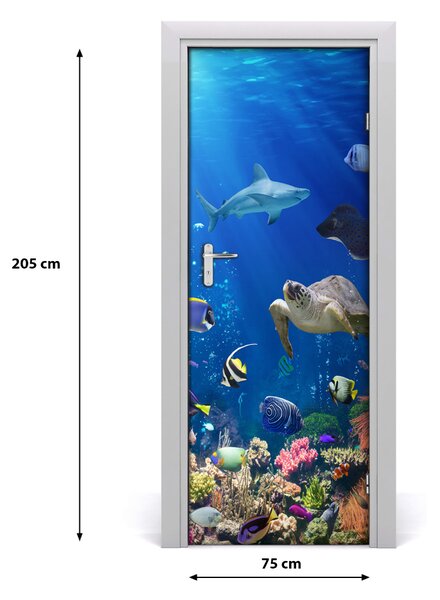 Poster adesivo per porta barriera corallina 75x205 cm