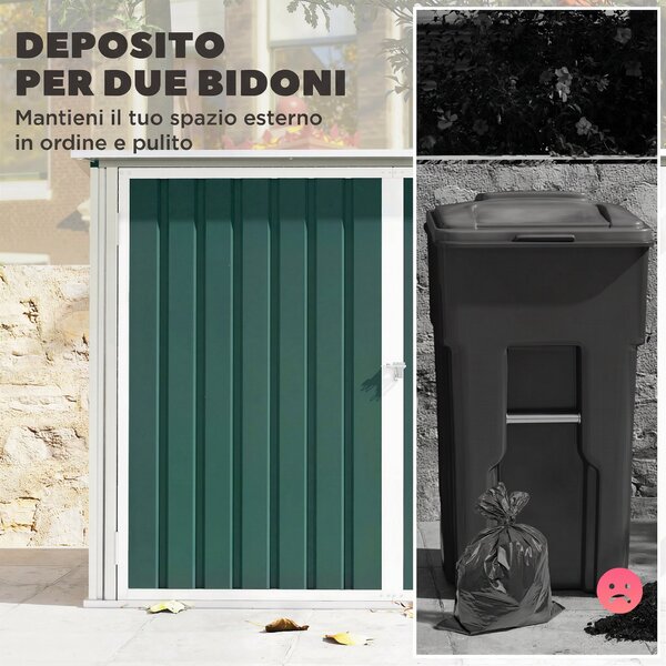 Outsunny Capanno Esterno Acciaio per Bidoni Spazzatura con Doppia Porta | Aosom Italy