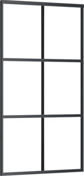 Porta Scorrevole in Vetro ESG e Alluminio 102x205 cm Nera