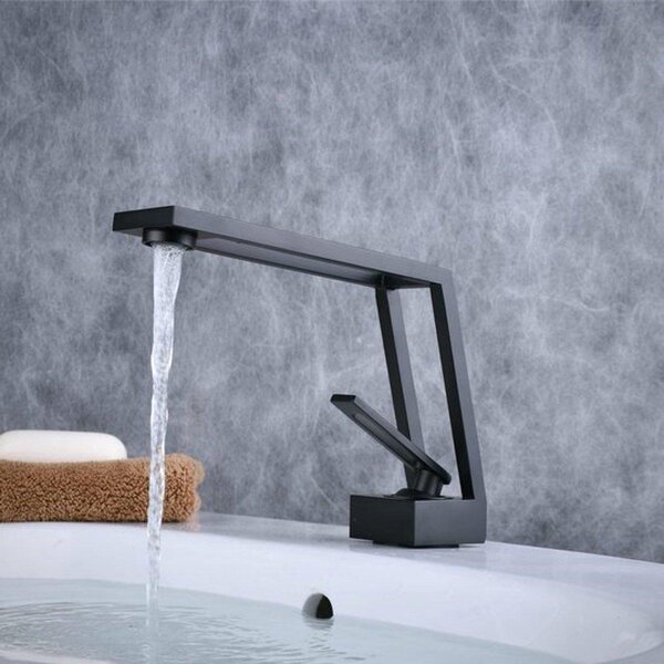 Miscelatore monocomando nero – Unica leva – Valvola in Vetroceramica – Foro di montaggio da 35-40 mm – Include tubi – Miscelatore per lavabo