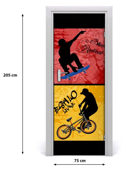 Adesivo per porta Bicicletta e skateboard 75x205 cm