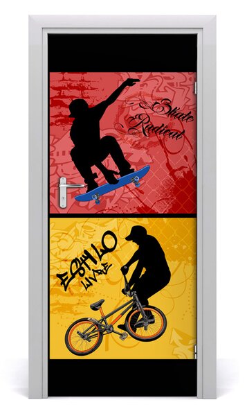 Adesivo per porta Bicicletta e skateboard 75x205 cm