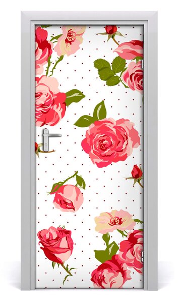 Adesivo per porta interna Rose selvagge 75x205 cm