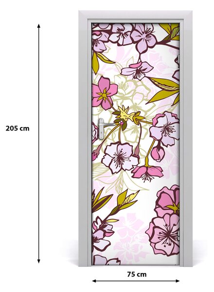 Adesivo per porta fiori di ciliegio 75x205 cm