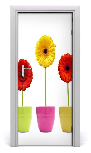 Poster adesivo per porta Gerberas colorati 75x205 cm