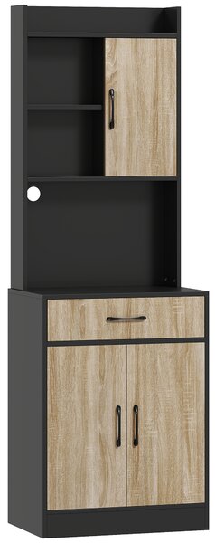 HOMCOM Mobile cucina con piano di lavoro, foro passacavi e 3 ripiani, Legno e Nero | Aosom Italy