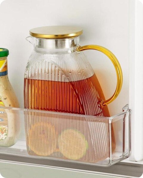 Caraffa in vetro borosilicato da 1,8 l/63 oz con coperchio in acciaio inossidabile per bevande calde, fredde e fatte in casa