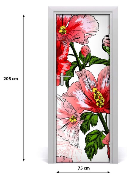 Poster adesivo per porta Hibskus 75x205 cm