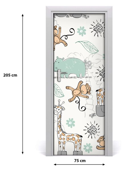 Poster adesivo per porta Animali Africa 75x205 cm