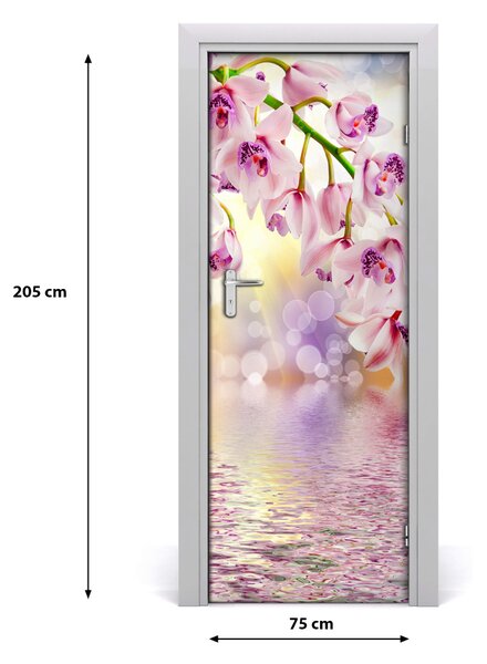Adesivo per porta interna sulla porta dell'orchide 75x205 cm