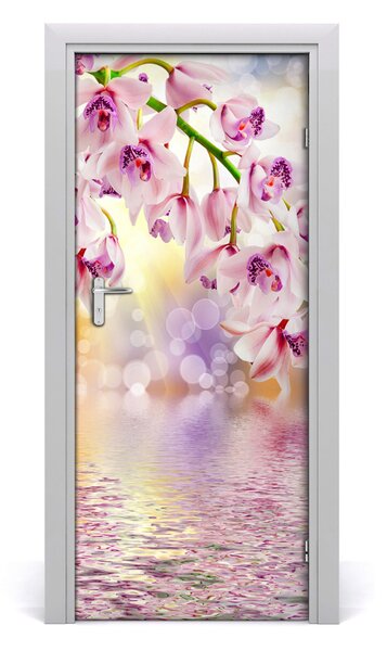 Adesivo per porta interna sulla porta dell'orchide 75x205 cm