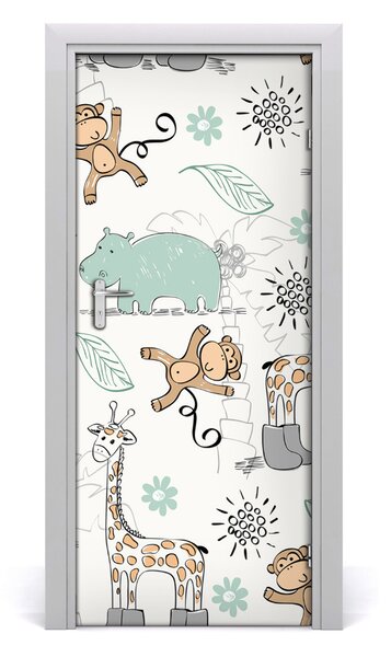 Poster adesivo per porta Animali Africa 75x205 cm