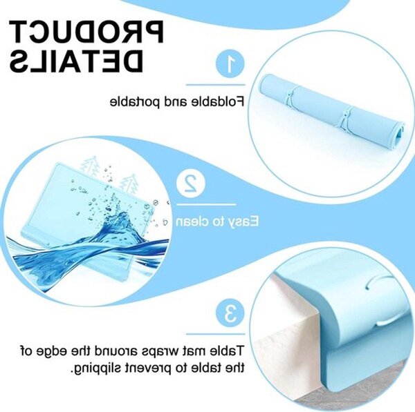 Tovagliette lavabili per bambini, pieghevoli, resistenti agli urti e antiscivolo, ideali per tavoli da pranzo e bambini, dimensioni 30,5 x 20,5 cm, disponibili nei colori blu e rosa