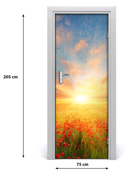 Sticker porta Paesaggi Field of Maków 75x205 cm