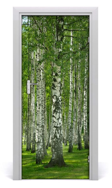 Adesivo per porta interna Foresta di betulla 75x205 cm