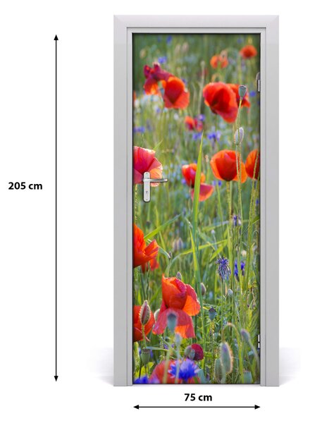 Adesivo per porta interna Poppies da campo 75x205 cm