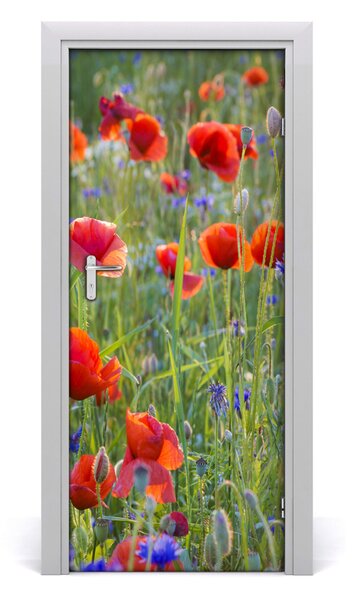 Adesivo per porta interna Poppies da campo 75x205 cm
