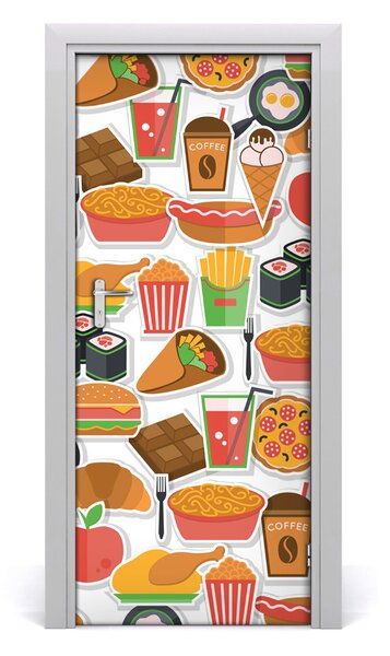 Adesivo per porta Mangiare fast food 75x205 cm