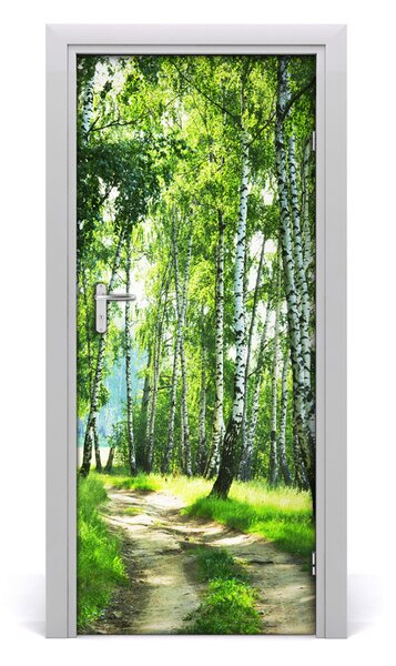 Adesivo per porta Foresta di betulla 75x205 cm