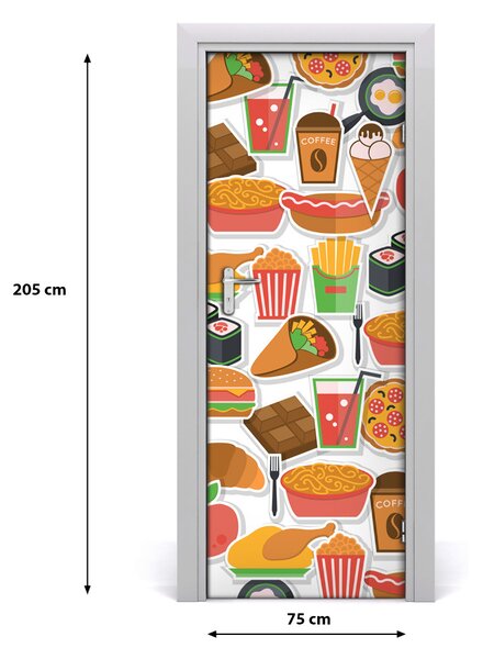 Adesivo per porta Mangiare fast food 75x205 cm