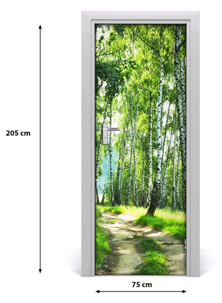 Adesivo per porta Foresta di betulla 75x205 cm