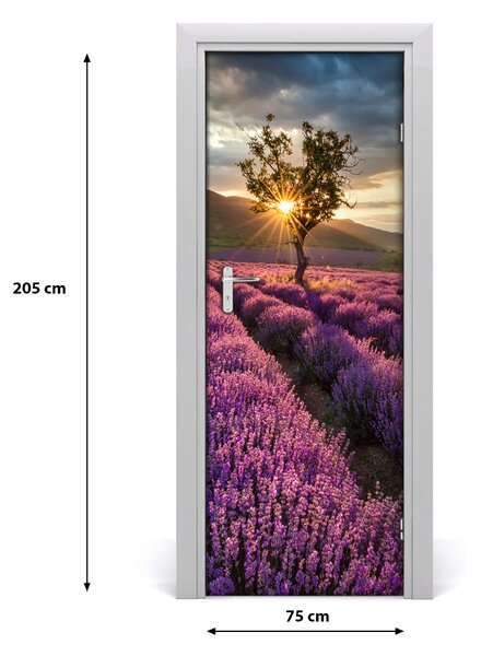 Adesivo per porta Campo di lavanda 75x205 cm