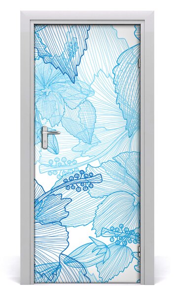 Adesivo per porta Fiori hawaiani 75x205 cm