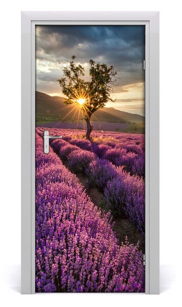 Adesivo per porta Campo di lavanda 75x205 cm