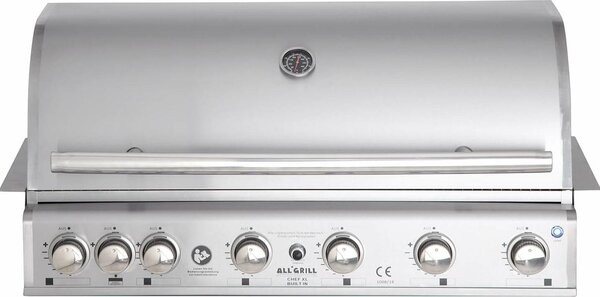 ALLGRILL Grill a gas da incasso CHEF XL in acciaio inox Sistema ad aria incorporato, 6 bruciatori, retrobruciatore 100939