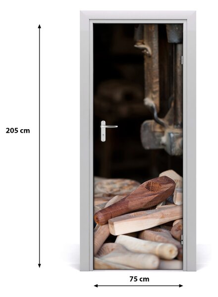 Sticker porta Strumenti di legno 75x205 cm