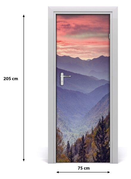 Poster adesivo per porta Nebbia sulle montagne 75x205 cm