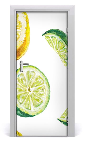 Adesivo per porta interna Lime e limoni 75x205 cm
