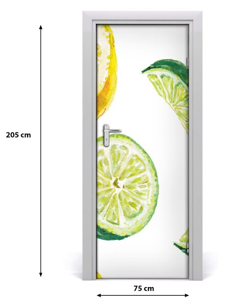 Adesivo per porta interna Lime e limoni 75x205 cm