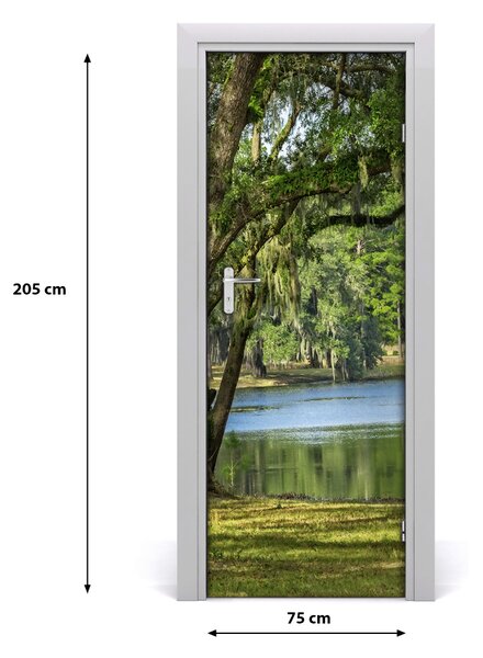 Adesivo per porta Lago nel parco 75x205 cm